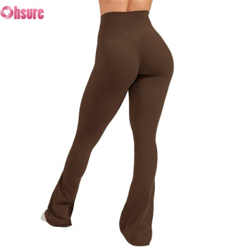 Custom Womens Flare Pants Manufacturer | Womens High Waist Flare Athletic Yoga Pants with Pockets Butt Lifting Running Workout Bootcut Leggings OEM Factory