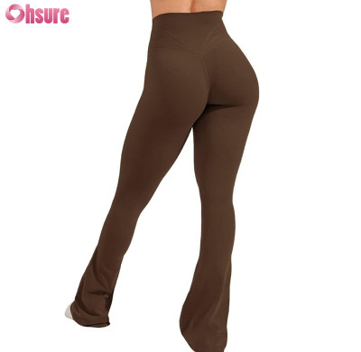 Custom Womens Flare Pants Manufacturer | Womens High Waist Flare Athletic Yoga Pants with Pockets Butt Lifting Running Workout Bootcut Leggings OEM Factory