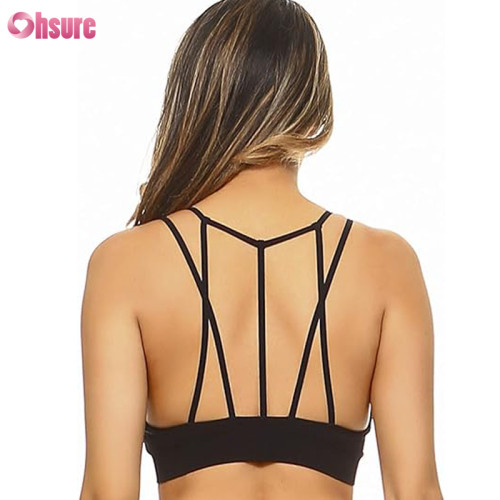 Custom Mesh Sports Bra | Women's Fashion Strappy Sports Bra Yoga Tops Activewear Bra Top Workout Clothes Gym Wear Bra OEM Supplier