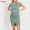 Custom Womens Maternity Dress Manufacturer | Modal Spandex Bamboo Spandex Maternity Dress Short Sleeve Ruched Pregnancy Clothes Pregnant Long Dress OEM Supplier