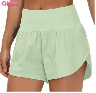 Custom Womens Running Shorts Manufacturer | High Waisted Running Shorts Quick Dry Athletic Workout Shorts with Mesh Liner Zipper Pockets