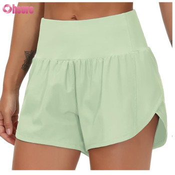 Custom Womens Running Shorts Manufacturer | High Waisted Running Shorts Quick Dry Athletic Workout Shorts with Mesh Liner Zipper Pockets