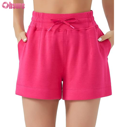 Custom Womens Sweat Shorts | Women's Drawstring Sweat Shorts High Waisted Summer Workout Lounge Shorts with Pockets Jogger Shorts OEM Supplier