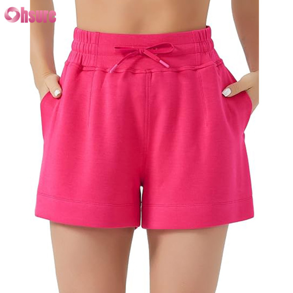 Custom Womens Sweat Shorts Manufacturer | Women's Drawstring Sweat Shorts High Waisted Summer Workout Lounge Shorts with Pockets Jogger Shorts OEM Supplier