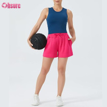 Custom Womens Sweat Shorts Manufacturer | Women's Drawstring Sweat Shorts High Waisted Summer Workout Lounge Shorts with Pockets Jogger Shorts OEM Supplier