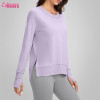 Custom Womens Light Weight Sweatshirts Manufacturer | Sweatshirt for Women Buttery Soft Yoga Tops Crewneck Cotton Spandex French Terry Oneck Shirts Side Slit Thumb Holes