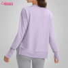 Custom Womens Light Weight Sweatshirts Manufacturer | Sweatshirt for Women Buttery Soft Yoga Tops Crewneck Cotton Spandex French Terry Oneck Shirts Side Slit Thumb Holes