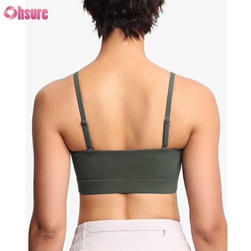 Custom Strap Sports Bra | Women's Adjustable Spaghetti Strap Sports Bras Wirefree Workout Tops with Removable Padding Yoga Bra Top OEM Supplier