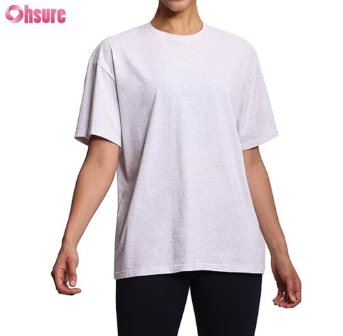 Custom Womens Casual Oversize T Shirt | Women's 100% Cotton Casual Oversized T-Shirts Summer Crewneck Cotton Spandex Short Sleeve Workout Basic Tee Tops