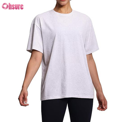 Custom Womens Casual Oversize T Shirt Manufacturer | Women's 100% Cotton Casual Oversized T-Shirts Summer Crewneck Cotton Spandex Short Sleeve Workout Basic Tee Tops