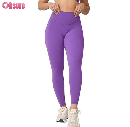 Custom Womens Yoga Pants | No Front Seam High Waisted Workout Leggings for Women Buttery Soft Yoga Pants Gym Athletic Tights - 25'' OEM Factory