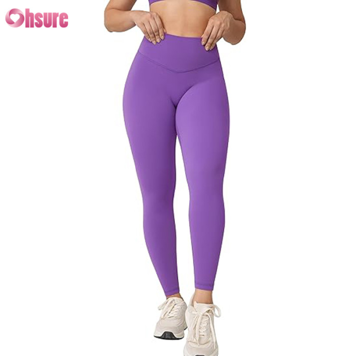 Custom Womens Yoga Pants Manufacturer | No Front Seam High Waisted Workout Leggings for Women Buttery Soft Yoga Pants Gym Athletic Tights - 25'' OEM Factory