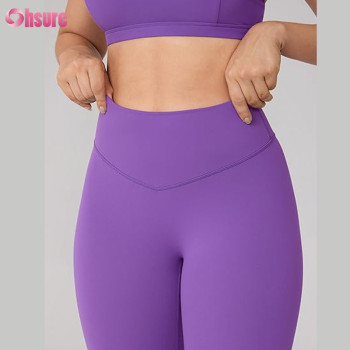 Custom Womens Yoga Pants Manufacturer | No Front Seam High Waisted Workout Leggings for Women Buttery Soft Yoga Pants Gym Athletic Tights - 25'' OEM Factory