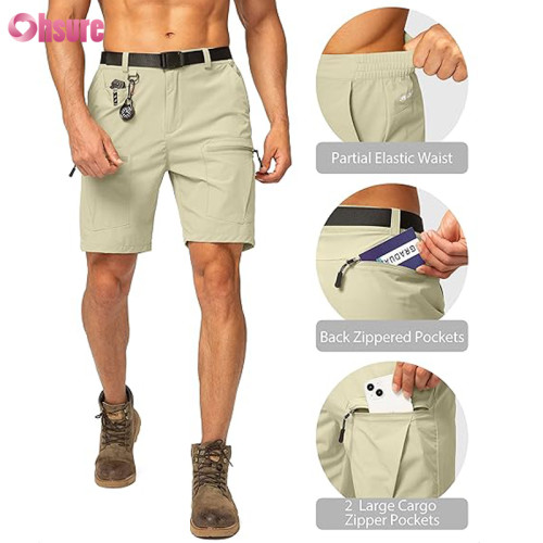 Custom Mens Cargo Shorts | Men's Hiking Cargo Shorts Stretch Quick Dry Outdoor Tactical Shorts for Men with Multi Pocket for Fishing Casual