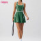 Custom Womens Tennis Wear Manufacturer | Green Contrast Cutout Tennis Dress - Light Support | OEM Tennis Wear Manufacturing