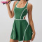 Custom Womens Tennis Wear Manufacturer | Green Contrast Cutout Tennis Dress - Light Support | OEM Tennis Wear Manufacturing