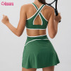 Custom Womens Tennis Wear Manufacturer | Green Contrast Cutout Tennis Dress - Light Support | OEM Tennis Wear Manufacturing
