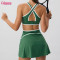 Custom Womens Tennis Wear Manufacturer | Green Contrast Cutout Tennis Dress - Light Support | OEM Tennis Wear Manufacturing