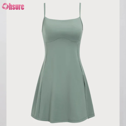 OEM Tennis Dress Manufacturing | Custom Grey Green Cut Out Wear - Light Support