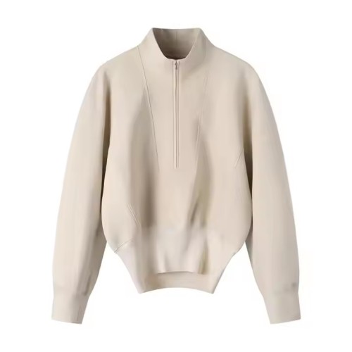 Custom Half Zipper Stand Collar Panel Design Hoodie Manufacturer | Logo Women's Hoodie Women's Winter Space Cotton Workout Hoodie Oversize Fit Deep Pocket Pullover Hoodie China OEM Supplier