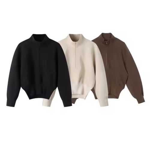Custom Half Zipper Stand Collar Panel Design Hoodie Manufacturer | Logo Women's Hoodie Women's Winter Space Cotton Workout Hoodie Oversize Fit Deep Pocket Pullover Hoodie China OEM Supplier