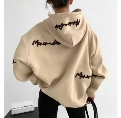 Custom Pattern Women's Oversized Sweatshirt Manufacturer | Women's Embroidered Letter Print Sweatshirt