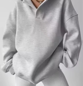 Custom Women's Oversized V-neck Hoodie Manufacturer | High Quality Casual Drop Shoulder Pullover Hoodie