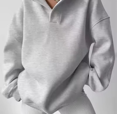 Custom Women's Oversized V-neck Hoodie Manufacturer | High Quality Casual Drop Shoulder Pullover Hoodie