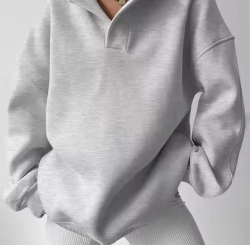 Custom Women's Oversized V-neck Hoodie Manufacturer | High Quality Casual Drop Shoulder Pullover Hoodie