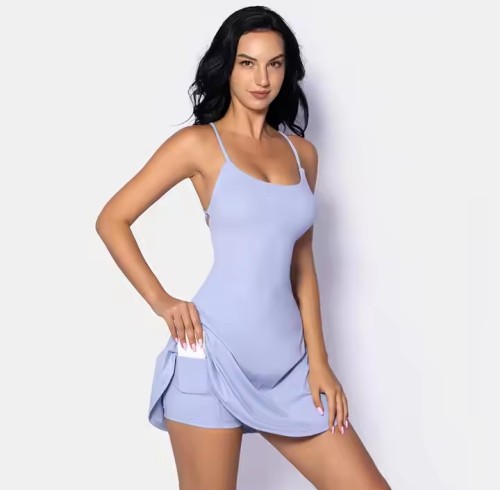 Custom Summer New Women's Golf Sport Yoga Fitness Tennis Dress Manufacturer | Single Piece Backless Close-Fitting Tennis Suit