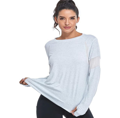 Custom Womens Long Sleeve Workout Shirts-Plain Long Sleeve Tshirt Manufacturer | Yoga Sports T-Shirt Activewear with Thumb Hole