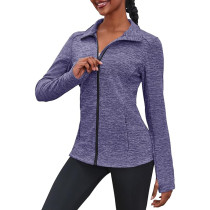 Custom Women's Running Jacket Slim Manufacturer | Sweat Jacket with Pocket for Yoga Fitness Lightweight Breathable Full Zip Running Jackets Activewear