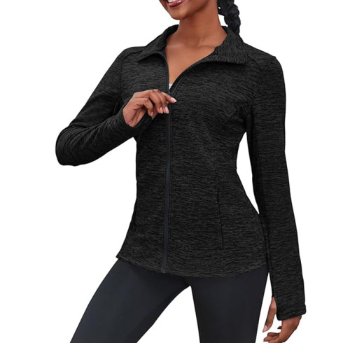 Custom Women's Running Jacket Slim Fit Sports Jacket Long Sleeve Training Jacket Manufacturer | Sweat Jacket with Pocket for Yoga Fitness Lightweight Breathable Full Zip Running Jackets Activewear