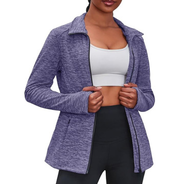 Custom Women's Running Jacket Slim Manufacturer | Sweat Jacket with Pocket for Yoga Fitness Lightweight Breathable Full Zip Running Jackets Activewear