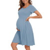 Custom Patchwork Pregnancy Clothes Manufacturer | Women's Short Sleeve Maternity Dress