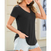 Custom Sexy V Neckline T-shirt Manufacturer | Unique Curved Hem Short Sleeve T Shirt OEM Manufacturer