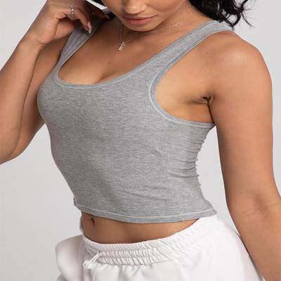 Custom Padded Workout Top Manufacturer | Square Neck Crop Tank Fitted Basic Cami Tops