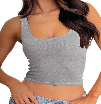 Custom Women Rib Tank Top Padded Workout Top Manufacturer | Square Neck Crop Tank Fitted Basic Cami Tops