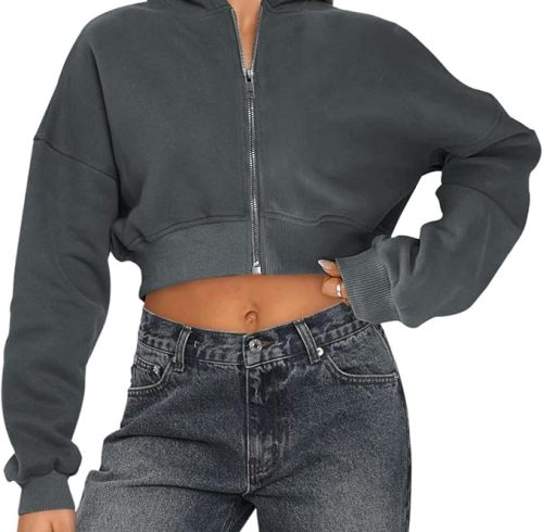 Custom Women's Cropped Hoodie Manufacturer | Short Sweat Jacket with Hood Zip Up Hooded Jacket Hoodie Zip Autumn Sweatshirt China OEM Supplier