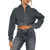 Custom Women's Cropped Hoodie Manufacturer | Short Sweat Jacket with Hood Zip Up Hooded Jacket Hoodie Zip Autumn Sweatshirt China OEM Supplier