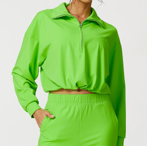 Custom Oversize Zipper Up Sweatshirt Manufacturer | Women 1/2 Zipper Up Sweatshirt Cozy Sweatshirt OEM Service Factory
