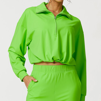 Custom Oversize Zipper Up Sweatshirt Manufacturer | Women 1/2 Zipper Up Sweatshirt Cozy Sweatshirt OEM Service Factory