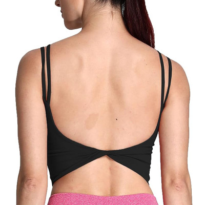 Custom Women's Workout Sports Bra Manufacturer | Fitness Padded Backless Yoga Crop Tank Top Twist Back OEM Supplier