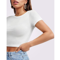 Custom Women's Crop Top T-shirt Manufacturer | Custom Logo Crop Top T Shirts Sexy Basic Short TShirts Female Club White Women Shirts Short Sleeve Crop Tops