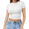 Custom Women's Crop Top T-shirt Manufacturer | Custom Logo Crop Top T Shirts Sexy Basic Short TShirts Female Club White Women Shirts Short Sleeve Crop Tops