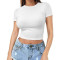 Custom Women's Crop Top T-shirt Manufacturer | Custom Logo Crop Top T Shirts Sexy Basic Short TShirts Female Club White Women Shirts Short Sleeve Crop Tops