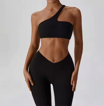 Custom One Shoulder Yoga Sports Bra Manufacturer | Workout Crop Tops Sexy Sports Bra Gym Fitness Bra OEM Factory