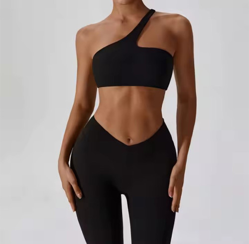 Custom One Shoulder Yoga Sports Bra Manufacturer | Workout Crop Tops Sexy Sports Bra Gym Fitness Bra OEM Factory