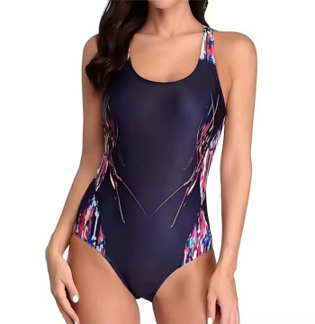 Custom Womens One Piece Swimsuit Manufacturer | Sexy Prints Backless Cross Racing Swimsuit One Piece Beach Wear Women Sports Swimwear