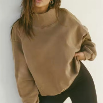 Custom Womens High Quality Oversized Sweatshirts Manufacturer |  Polyester Cotton Fleeced Turtleneck Long Sleeve Sweatshirts Originals  OEM Factory